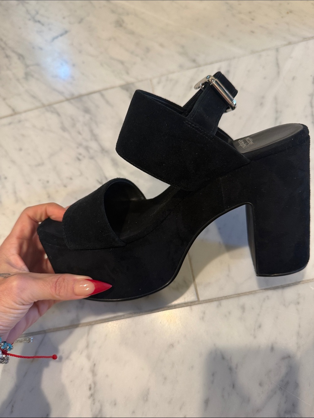 Jeffrey Campbell Black Suede Platform Heels with Buckle